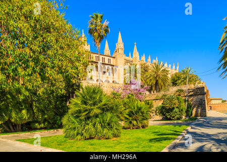 Royal Almudaina Palace in old town of Palma de Majorca, Spain Stock Photo