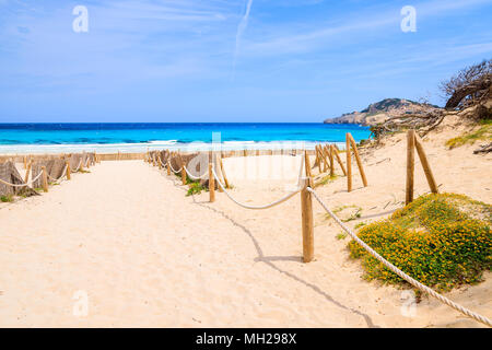 Entrance to beach near Cala Mesquida, Majorca island, Spain Stock Photo