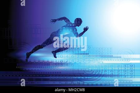 Running man sprinter. Sports background Stock Vector