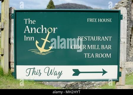 The anchor inn pub sign, Tintern, Wye valley, Monmouthshire, UK Stock Photo