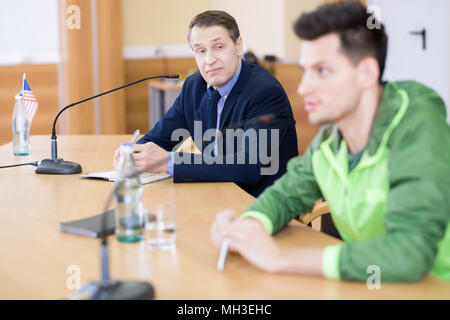 Businessman  at Press Conference Stock Photo