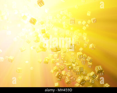 Colored light 3d dice pile abstract, horizontal background Stock Photo