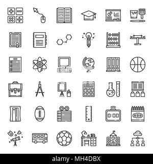 Education outline icon, subject and equipment, isolated on white background Stock Vector