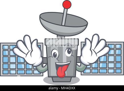 Crazy satelite mascot cartoon style Stock Vector