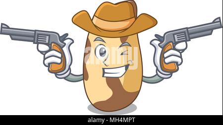 Cowboy brazil nut character cartoon Stock Vector