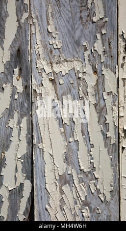 Cracked chipped paint on wooden boards Stock Photo