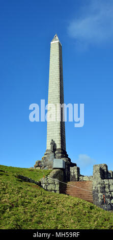 Obelisk & Maori Warrior Statue erected in 1940, on One Tree Hill, Auckland, New Zealand Stock Photo