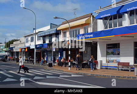 Auckland, New Zealand -  May 22, 2016: The Main Street of St Helliers Bay in Auckland. Stock Photo