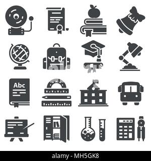 Icon collection - School education set on white background Stock Vector