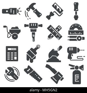Black Tools icon set on white background Stock Vector