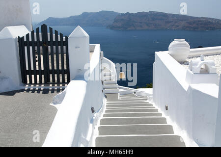 stairs down to ocean on greek island Stock Photo