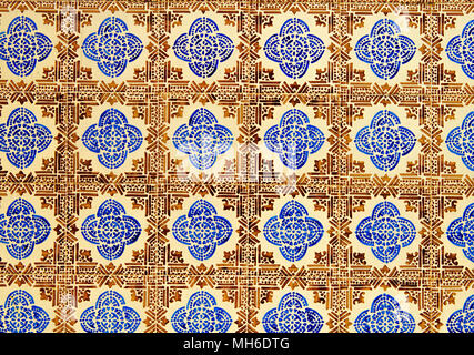 Detail of the traditional tiles from facade of old house Stock Photo