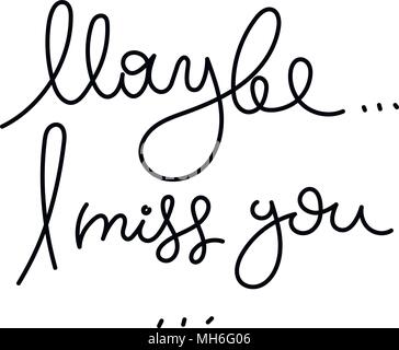 cute hand drawn lettering miss you text vector card Stock Vector Image ...