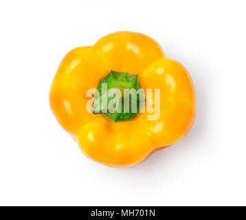 Top view, yellow sweet bell pepper isolated on white background with clipping path Stock Photo