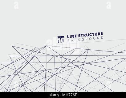 Abstract overlap lines structure perspective on white background. Vector illustration Stock Vector