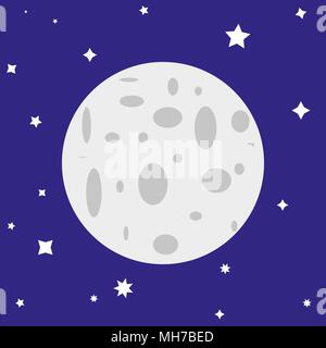 cartoon moon in the night sky Stock Vector
