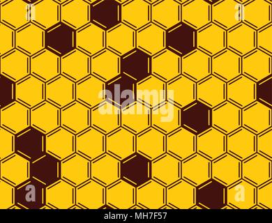 Vector honeycomb seamless pattern on yellow background Stock Vector