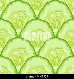 Vector seamless pattern of cucumber slice. Cucumber mermaid tail texture. Fish scales seamless pattern Stock Vector