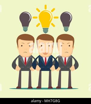 Three hard thinking men. Stock Vector