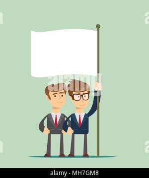 two business man holding a flag. Stock Vector