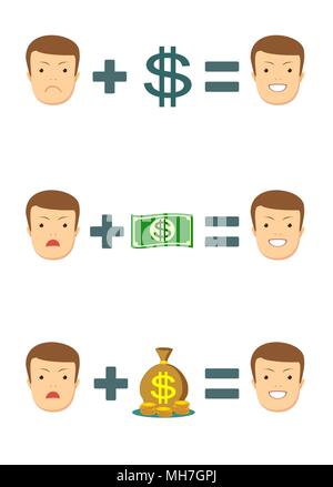 Money makes you smile. Set Stock Vector