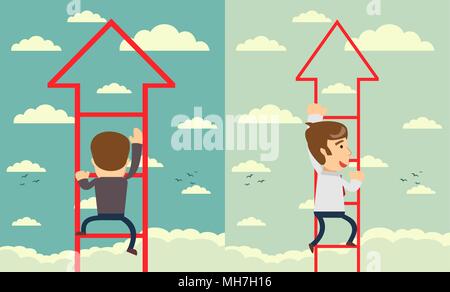 Businessman walks upstairs. Business concept. Set Stock Vector