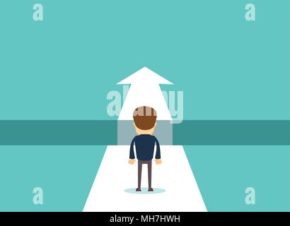 Business challenge concept with businessman walking towards gap. Stock Vector