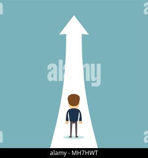Business growth vector concept with businessman on path to higher position. Stock Vector