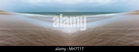 Beach along the North Sea coastline on the island of Sylt, blurred motion, North Frisia, Schleswig-Holstein, Germany Stock Photo