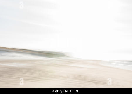 Beach along the North Sea coastline on the island of Sylt, blurred motion, North Frisia, Schleswig-Holstein, Germany Stock Photo