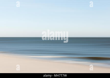 Beach along the North Sea coastline on the island of Sylt, blurred motion, North Frisia, Schleswig-Holstein, Germany Stock Photo