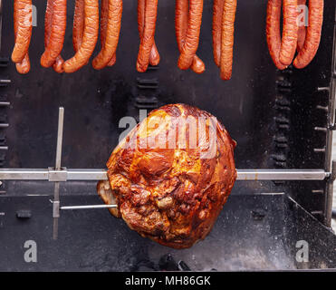 Big pork loin and sausages Stock Photo