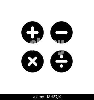 Calculation icon in flat style. Calculator symbol isolated on white background. Simple abstract icon in black. Vector illustration for graphic design, Stock Vector
