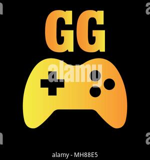 Vector T-shirt design for gamers with word 'GG'. It is the abbreviation of 'Good game'. Stock Vector