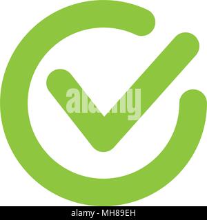 Tick. Approved linear sign. Ok web symbol. Isolated green simple vector icon. Accept infographic element, UI/UX icon design. Stock Vector