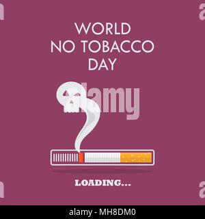Cigarette burning as cancer loading bar poster. World no tobacco day Stock Vector