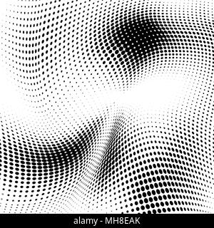 Dotted wavy halftone grunge texture. Black and white abstract ...