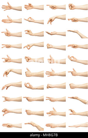 Set Of Many Woman Arms In Different Phases Isolated On White