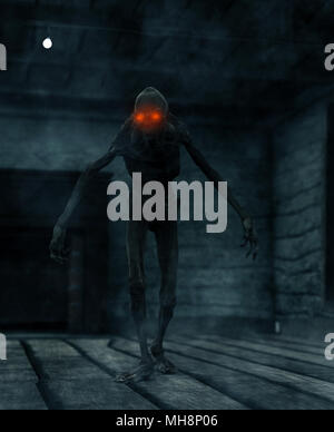 3d rendering of a scary monster creatures in a haunted house Stock ...