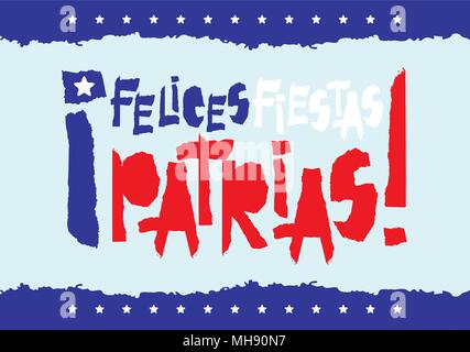 Flat fiestas patrias design for banner, apparel print independence victory day card, slogan graphic poster with text fiestas patrias in Chile national Stock Vector
