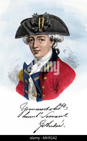 Portrait And Autograph Of Major John Andre, 18th Century British 