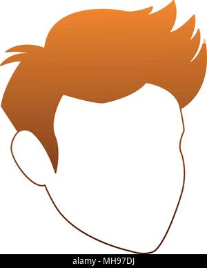 Young man faceless profile on orange lines Stock Vector