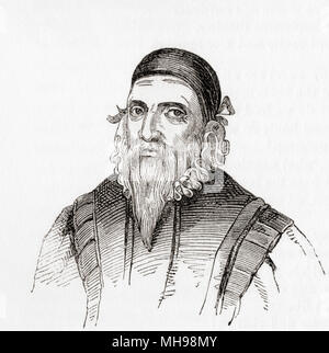 John Dee, 1527 – c.1609.  English mathematician, astronomer, astrologer, occult philosopher, and advisor to Queen Elizabeth I.  From Old England: A Pictorial Museum, published 1847. Stock Photo