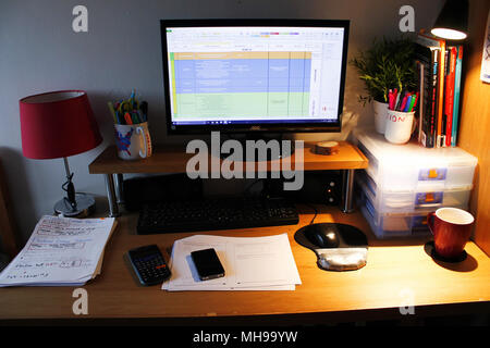 Student Desk space setup Stock Photo