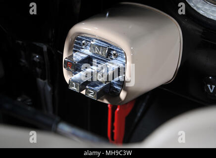 push button gear selector on a 1958 Dodge Sweptside D100 classic American pickup truck Stock Photo