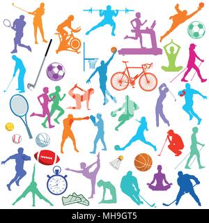 Pattern with sport icons Stock Vector