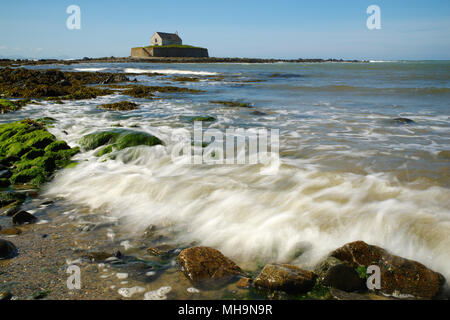 Church In The Sea, Porth Cwyfan Beach, Aberffraw, Anglesey Stock Photo 