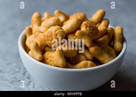 Salted Fish Crackers in a bowl. Snackers. Stock Photo