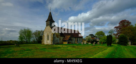 Spring afternoon light on the church of St Peter Ad Vincula in the village of Colemore within the South Downs National Park, Hampshire, UK Stock Photo