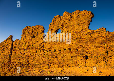 Ruins of the Nadora Temple in the Kharga Desert of Egypt Stock Photo